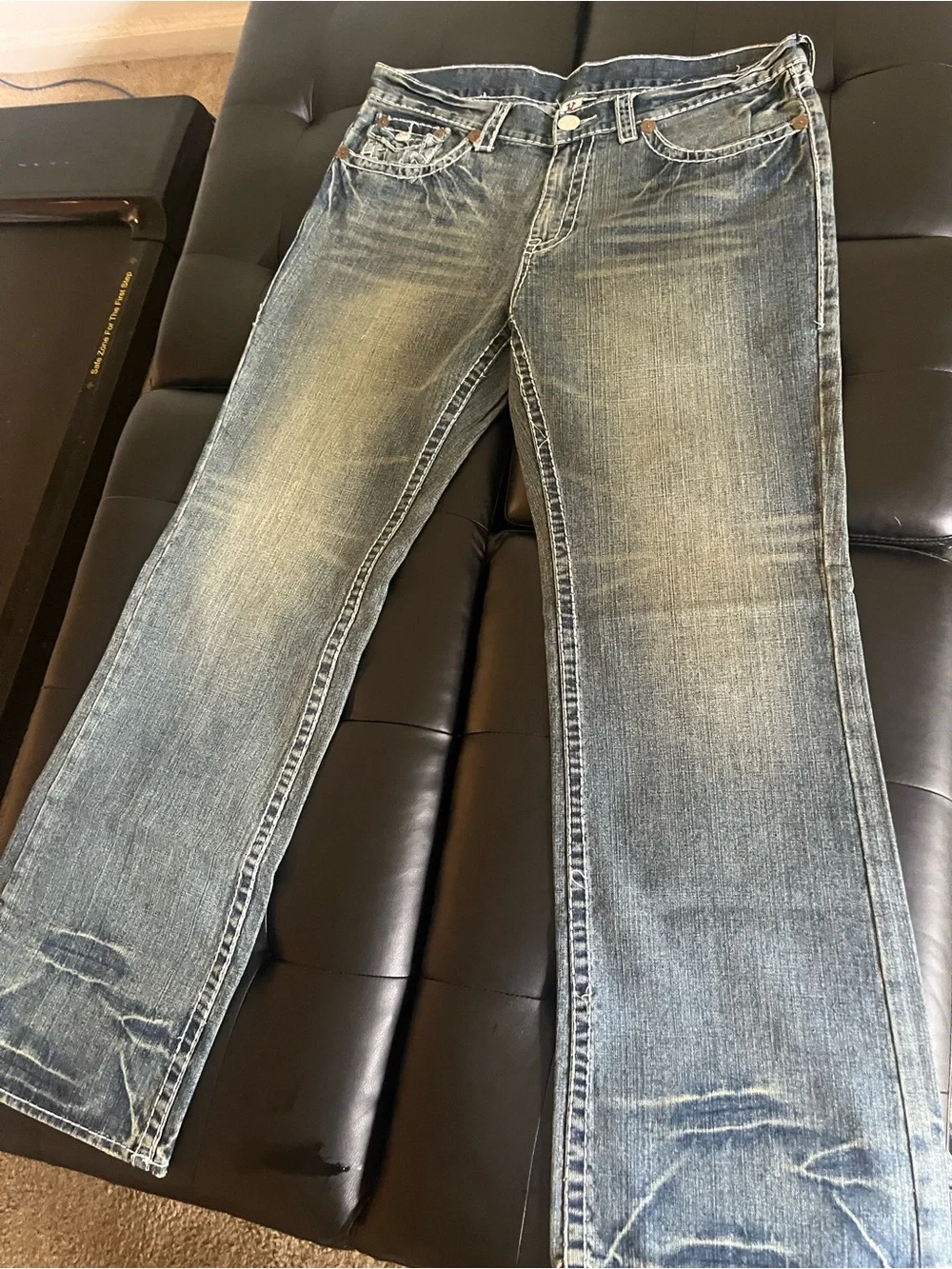 True Religion Men’s Bootcut Jeans - Faded Blue Denim
